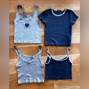 Brandy Melville Navy and Gray Tops